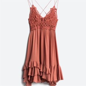 Free People Adella slip Rust dark orange slip dress L 6